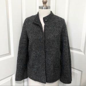 Eileen Fisher Wool Blend Snap Pocket Cardigan EUC